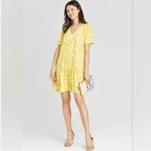 Floral Yellow Shift Dress - 2x